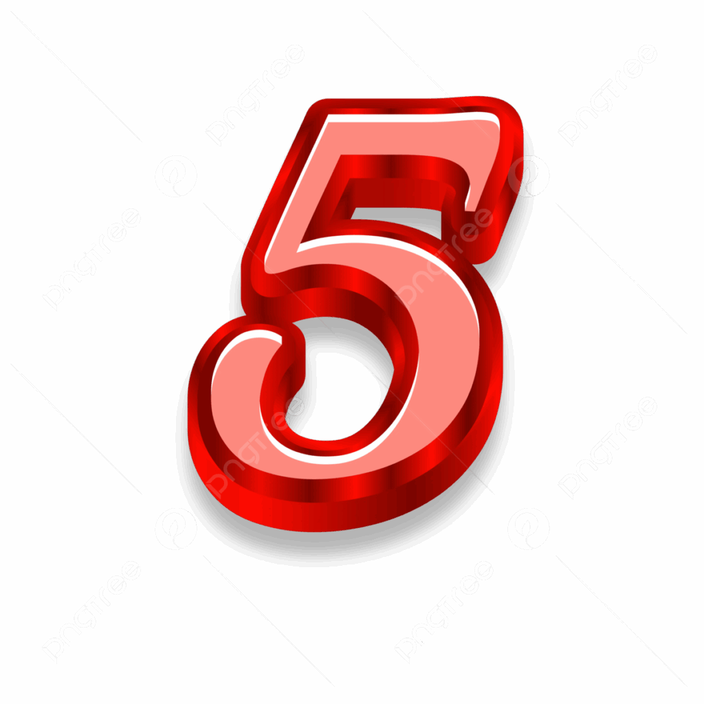 3d Shiny Number Five 5 With Transparent Baground Vector 3d Shiny 