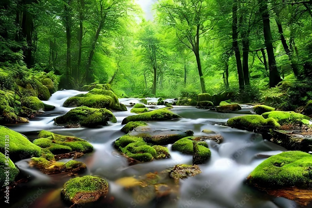 Beautiful 3D Nature And Landscape Wallpaper Of A Waterfall In A Forest 