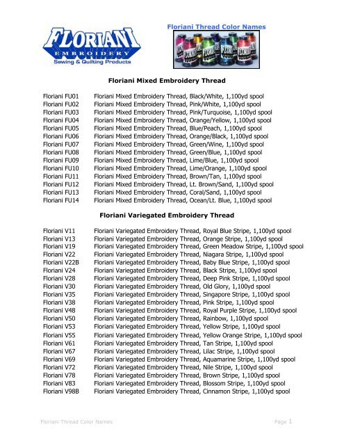 Floriani Embroidery Thread Color Conversion Chart Infoupdate