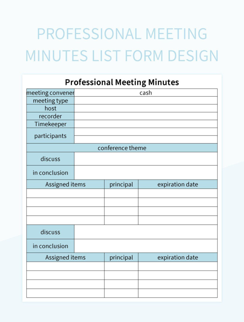 Free Professional Meeting Minutes Templates For Google Sheets And 