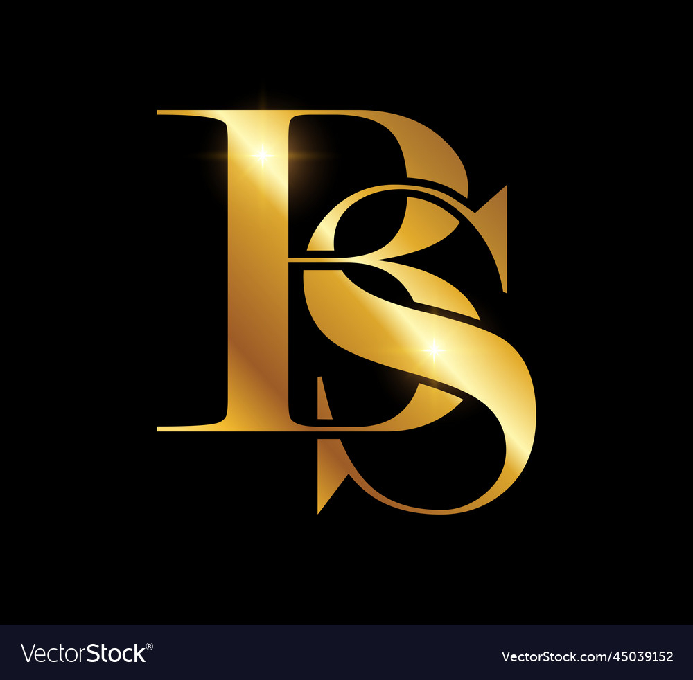 Golden Monogram Logo Initial Letters Bs Royalty Free Vector