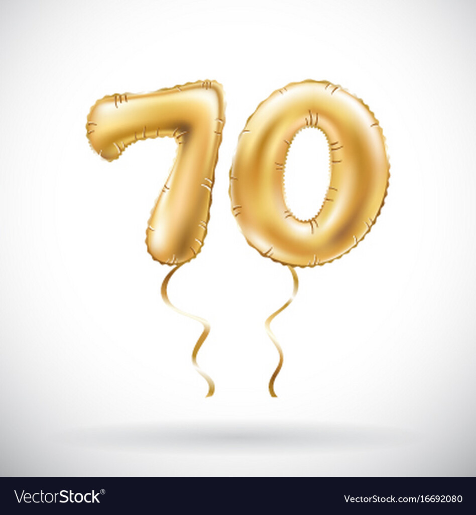 Golden Number 70 Seventy Metallic Balloon Party Vector Image