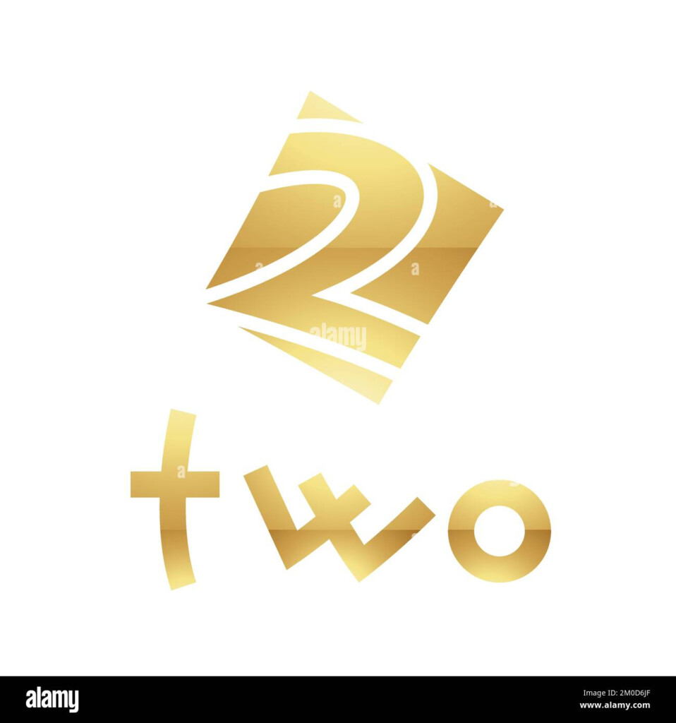 Golden Symbol For Number 2 On A White Background Icon 4 Stock Vector 