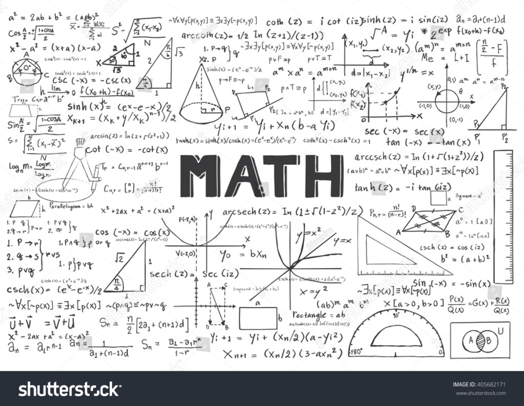 Hand Drawn Math Formulas For Background Stock Vector Illustration 