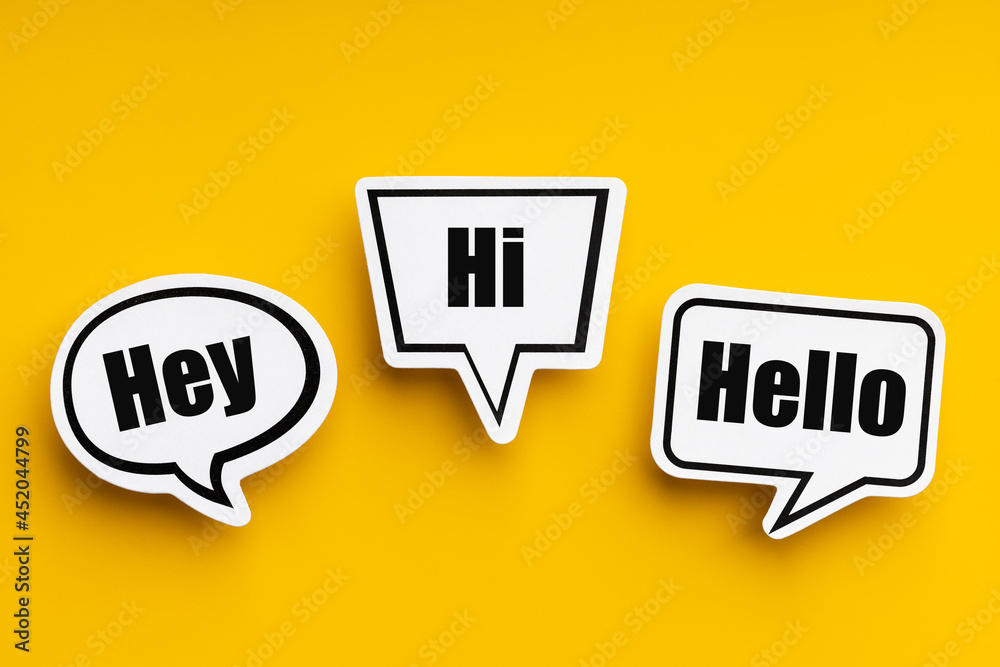Hey Hi Hello Speech Bubbles Stock Photo Adobe Stock