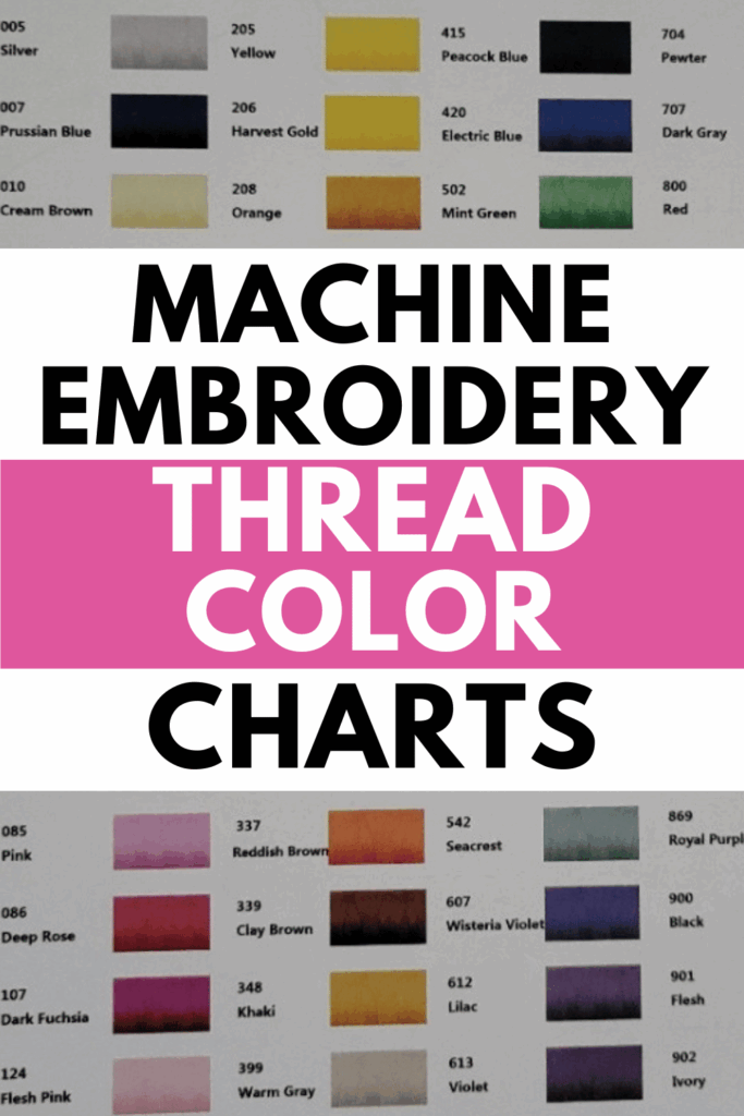 Machine Embroidery Thread Color Charts Master List 