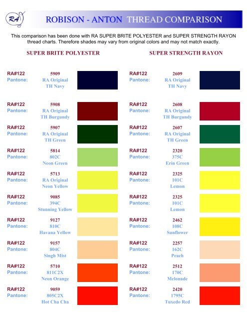 Madeira Rayon To Isacord Thread Conversion Chart Best Picture Of 