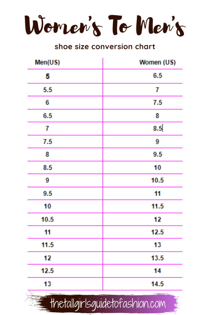 Mens To Womens Shoe Size Conversion Chart Gjpscovid 2023