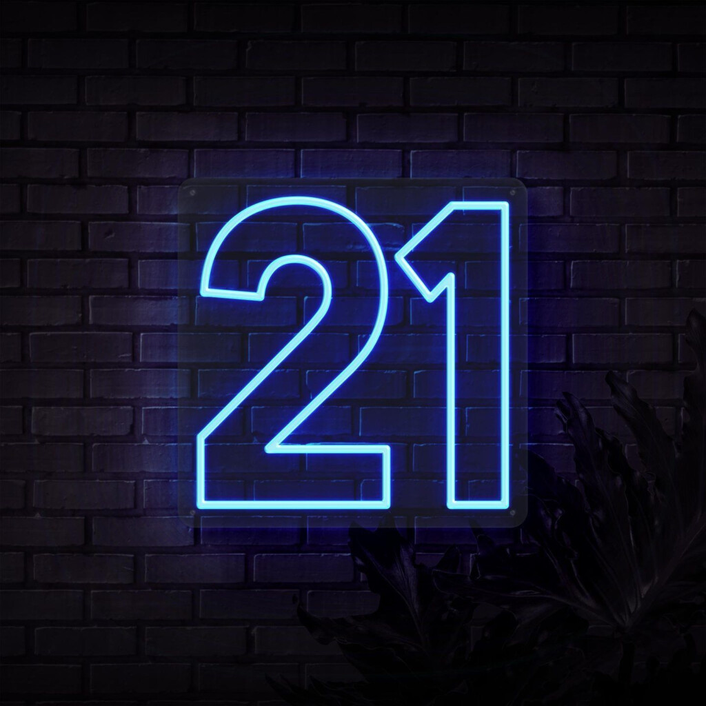 NUMBER 21 NEON SIGN DELIVERED IN 3 5WKS Cool White S Neon Signs 