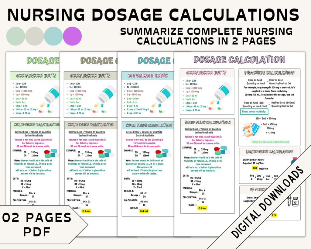 Nursing Dosage Calculations Cheat Sheet Dosage Calculation Nursing 