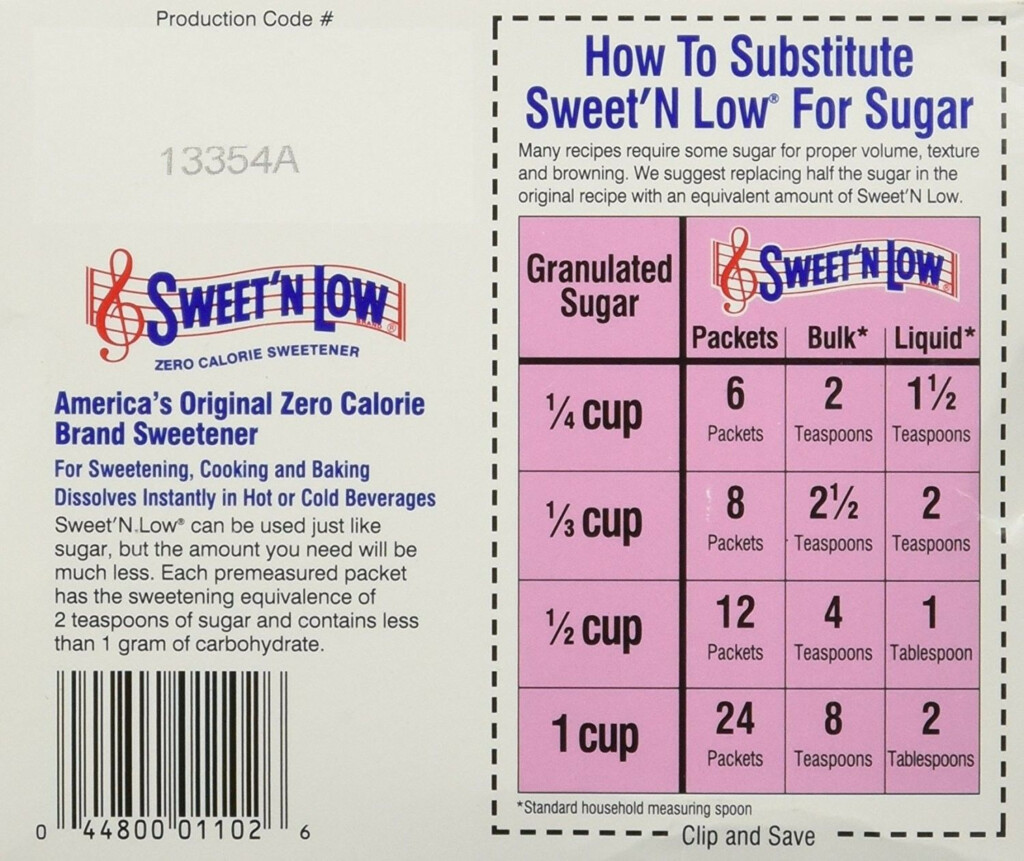Sweet 39 N Low Sugar Conversion Chart