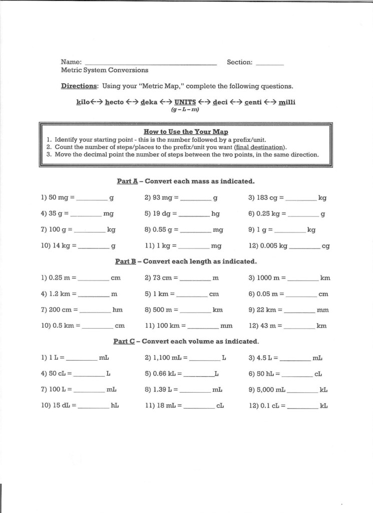 Unit Conversion Worksheet Physics