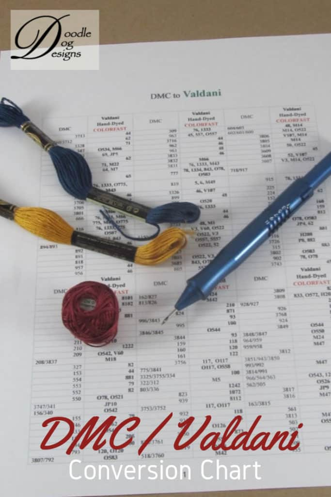 Valdani DMC Conversion Chart DoodleDog Designs Primitives
