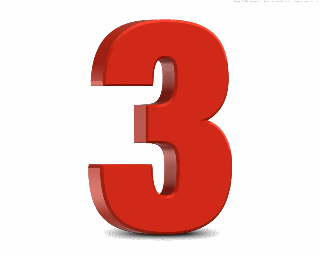 Vibrant 3D Red Number Three For Counting PNG File PNG All