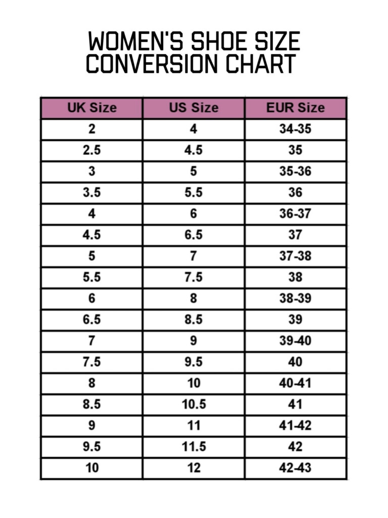 Womens Shoe Size Conversion Chart Shoe Guide Size Guide 